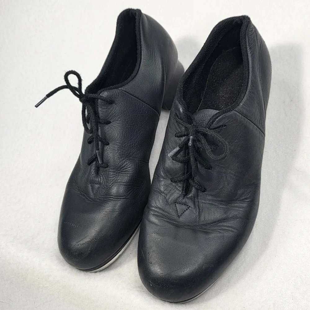 Bloch Tap Dancing Shoes Shockwave #2 Black Leather Lace Up Women's Size 6M